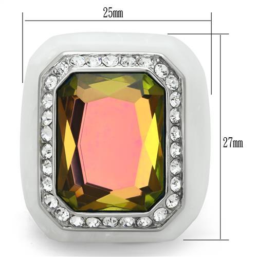 VL111 - High polished (no plating) Stainless Steel Ring with Synthetic Synthetic Stone in Aquamarine AB LuxuryLifeWay Online Store