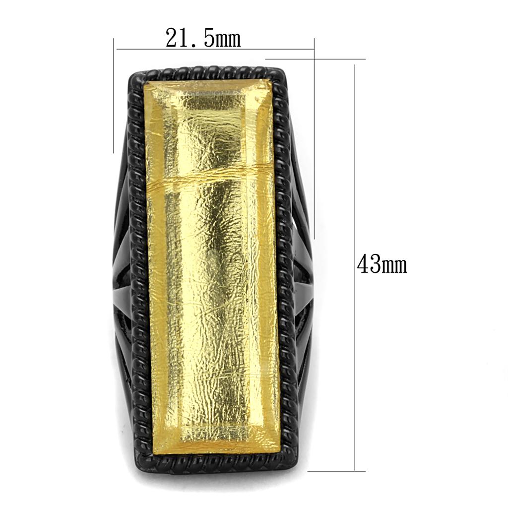 VL118 - IP Black(Ion Plating) Stainless Steel Ring with Synthetic Synthetic Stone in Citrine Yellow LuxuryLifeWay Online Store