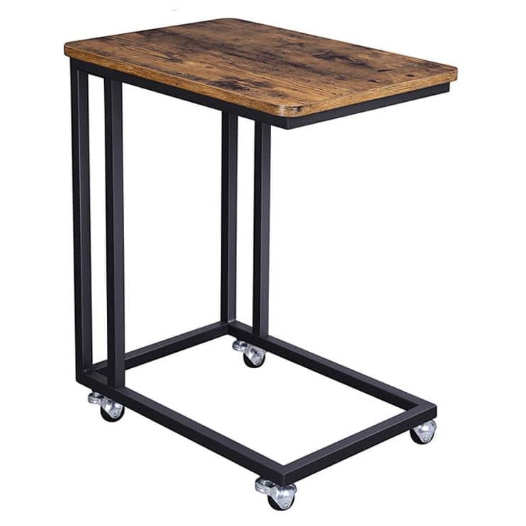 Modern Industrial Side Table Nightstand TV Tray on Wheels LuxuryLifeWay Online Store