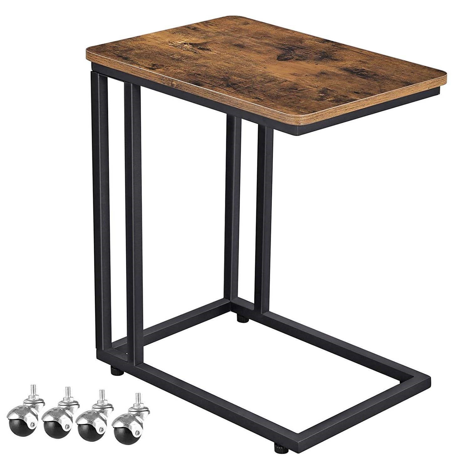 Modern Industrial Side Table Nightstand TV Tray on Wheels LuxuryLifeWay Online Store