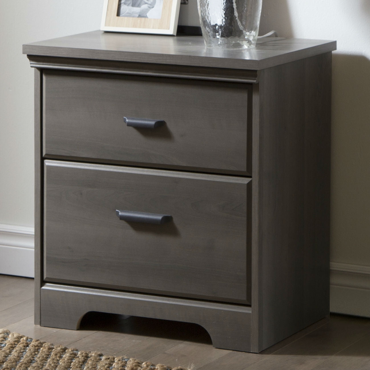 2-Drawer Bedroom Nightstand in Gray Maple Wood Finish LuxuryLifeWay Online Store