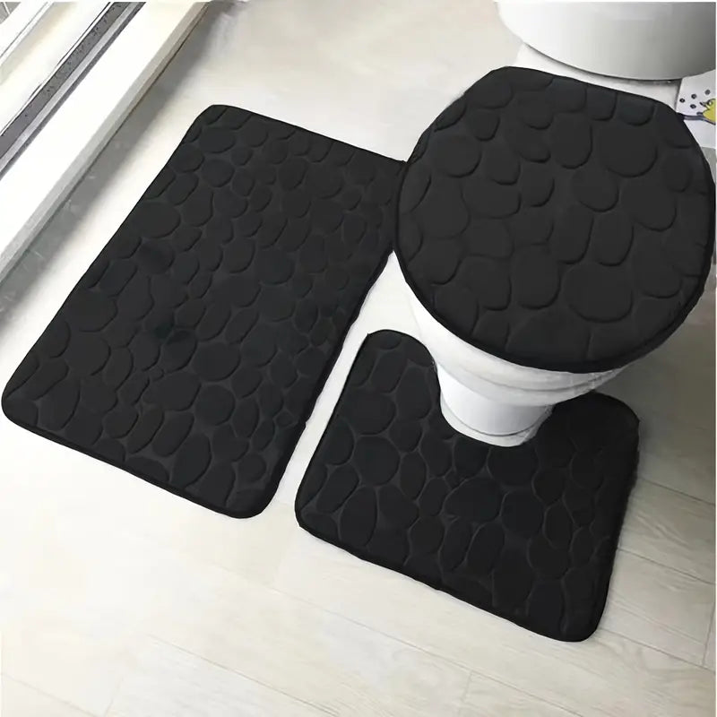 3-Piece Non-Slip Bathroom Rug Set Pi-Mart
