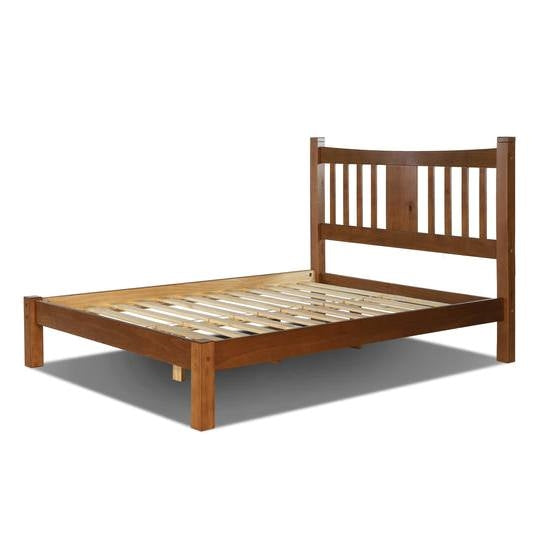 King Farmhouse Style Solid Wood Platform Bed Frame with Headboard in Walnut LuxuryLifeWay Online Store