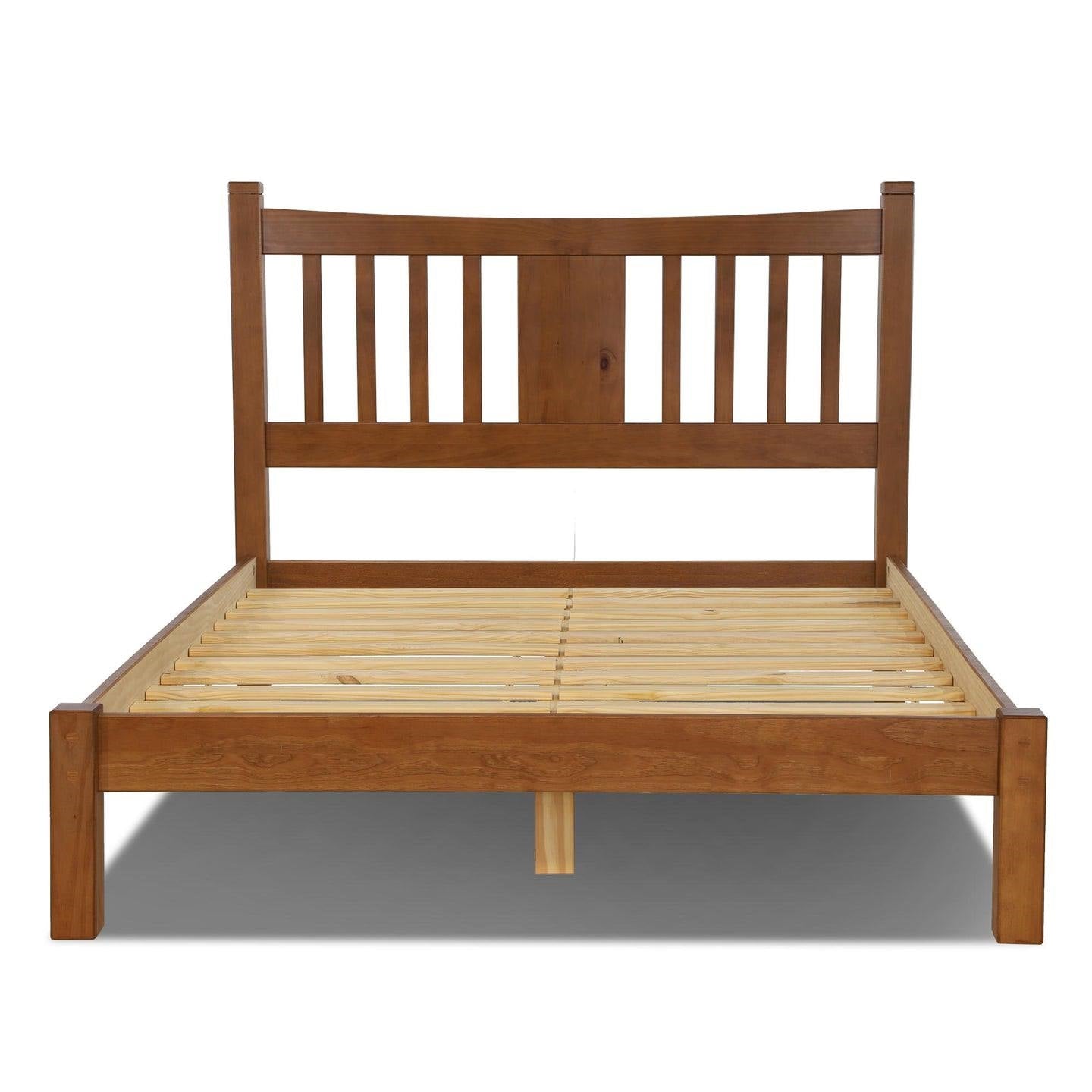 King Farmhouse Style Solid Wood Platform Bed Frame with Headboard in Walnut LuxuryLifeWay Online Store