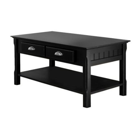 Country Style Black Wood Coffee Table with 2 Storage Drawers LuxuryLifeWay Online Store