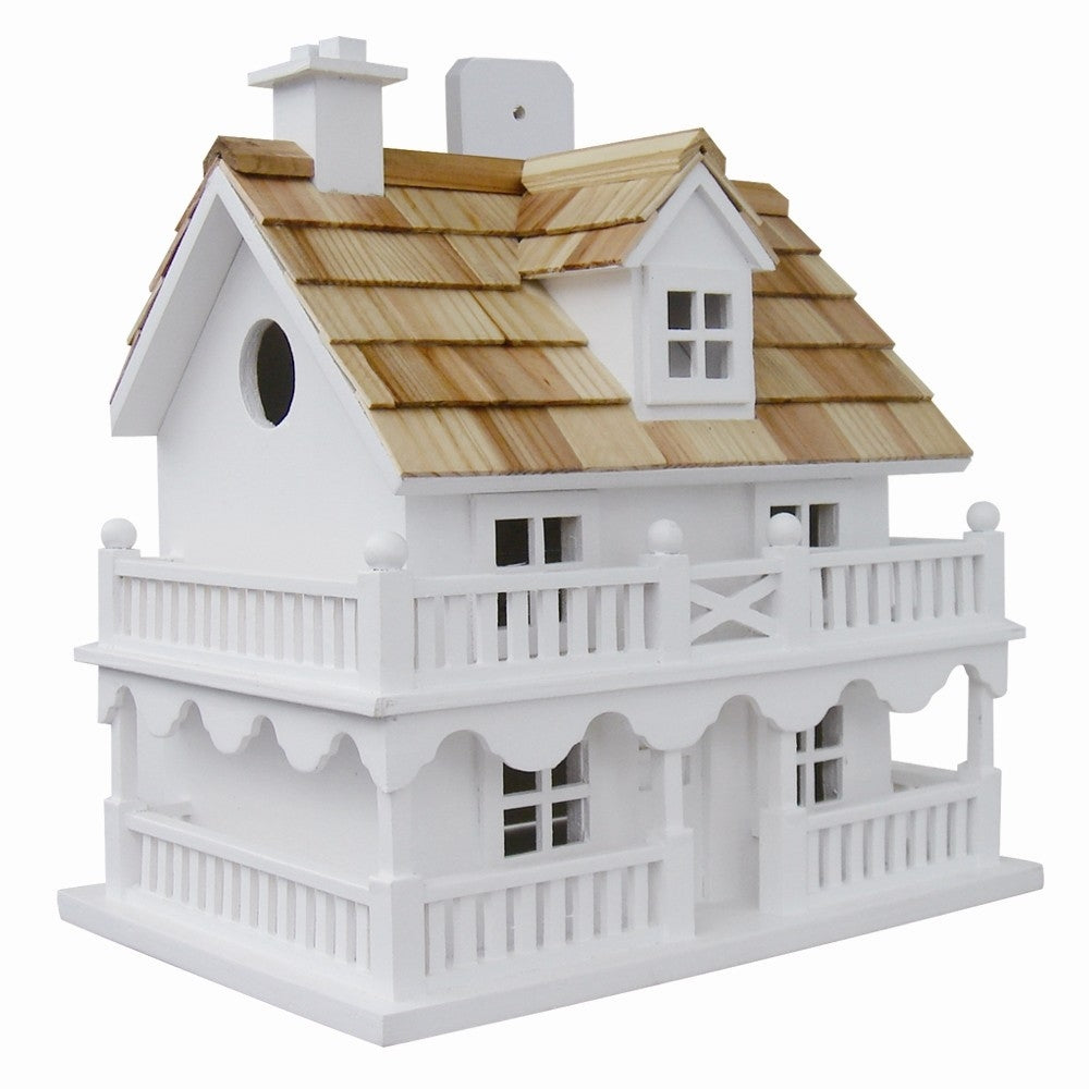 White Cottage Style Wood Birdhouse with unpainted Nest Box Bird House LuxuryLifeWay Online Store