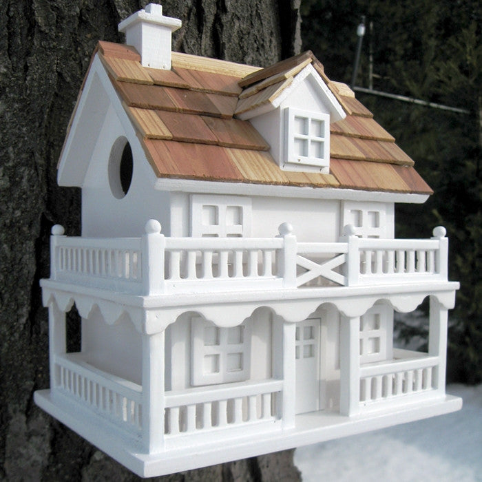 White Cottage Style Wood Birdhouse with unpainted Nest Box Bird House LuxuryLifeWay Online Store