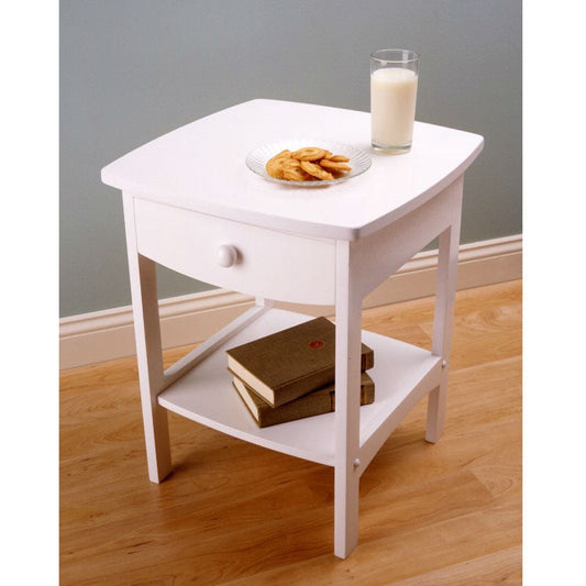 White Wood Contemporary 1-Drawer Bedside Table Nightstand LuxuryLifeWay Online Store