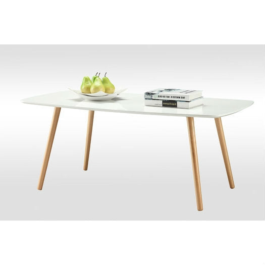 White Top Mid-Century Coffee Table with Solid Wood Legs LuxuryLifeWay Online Store