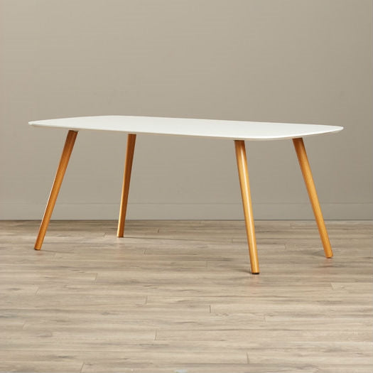 White Top Mid-Century Coffee Table with Solid Wood Legs LuxuryLifeWay Online Store