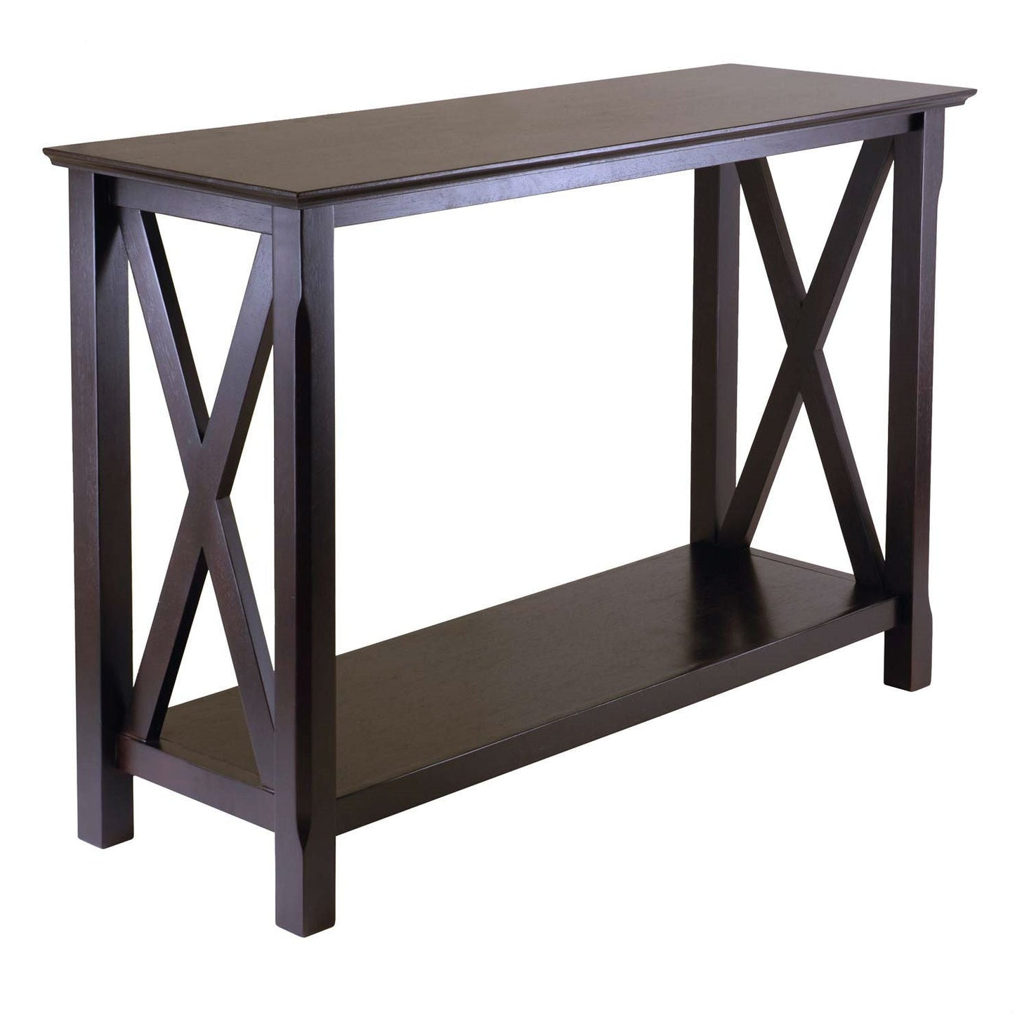 Cappuccino Brown Wood Console Sofa Table with Bottom Shelf LuxuryLifeWay Online Store