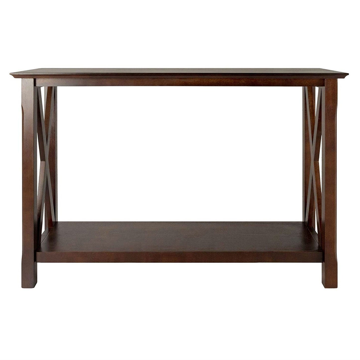 Cappuccino Brown Wood Console Sofa Table with Bottom Shelf LuxuryLifeWay Online Store