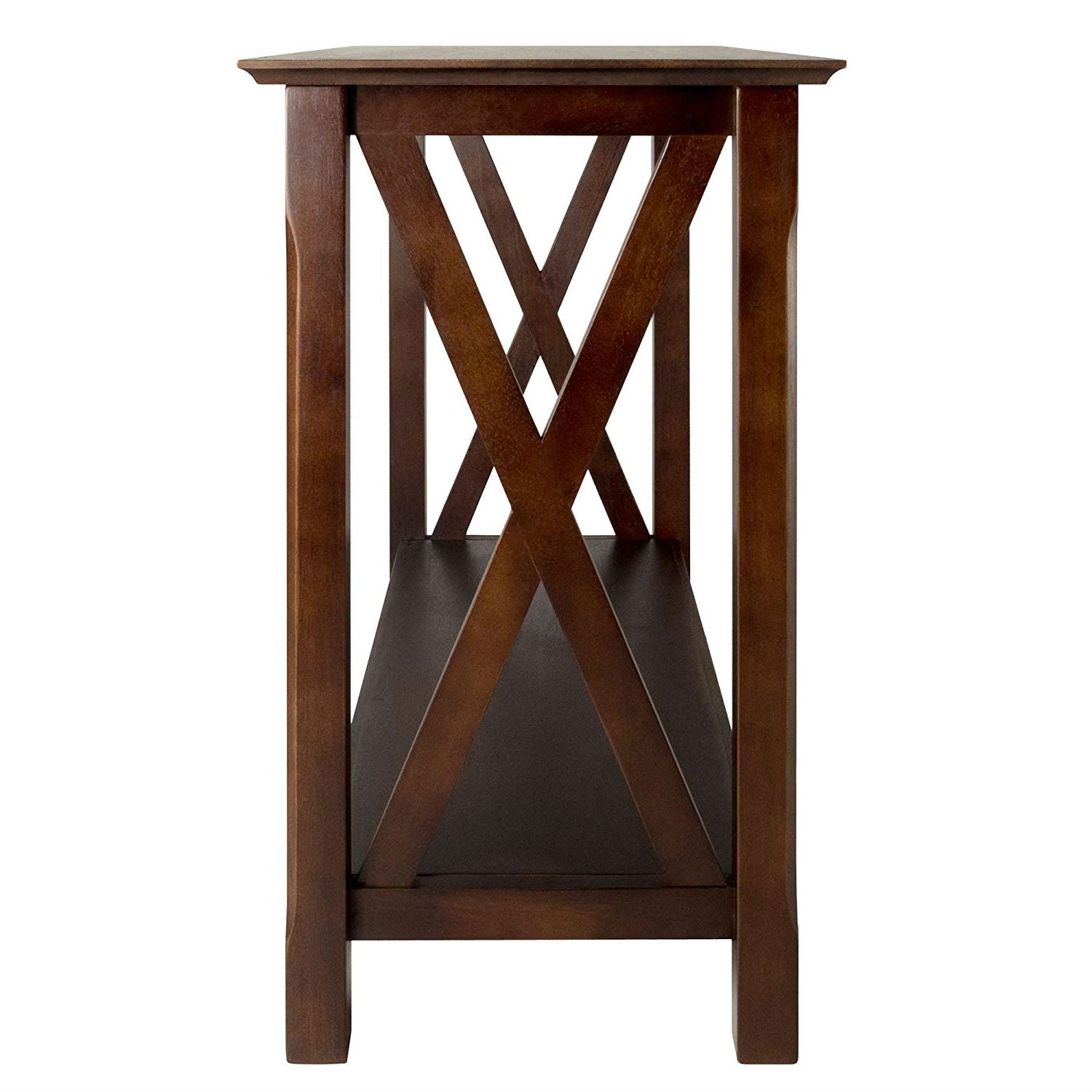 Cappuccino Brown Wood Console Sofa Table with Bottom Shelf LuxuryLifeWay Online Store