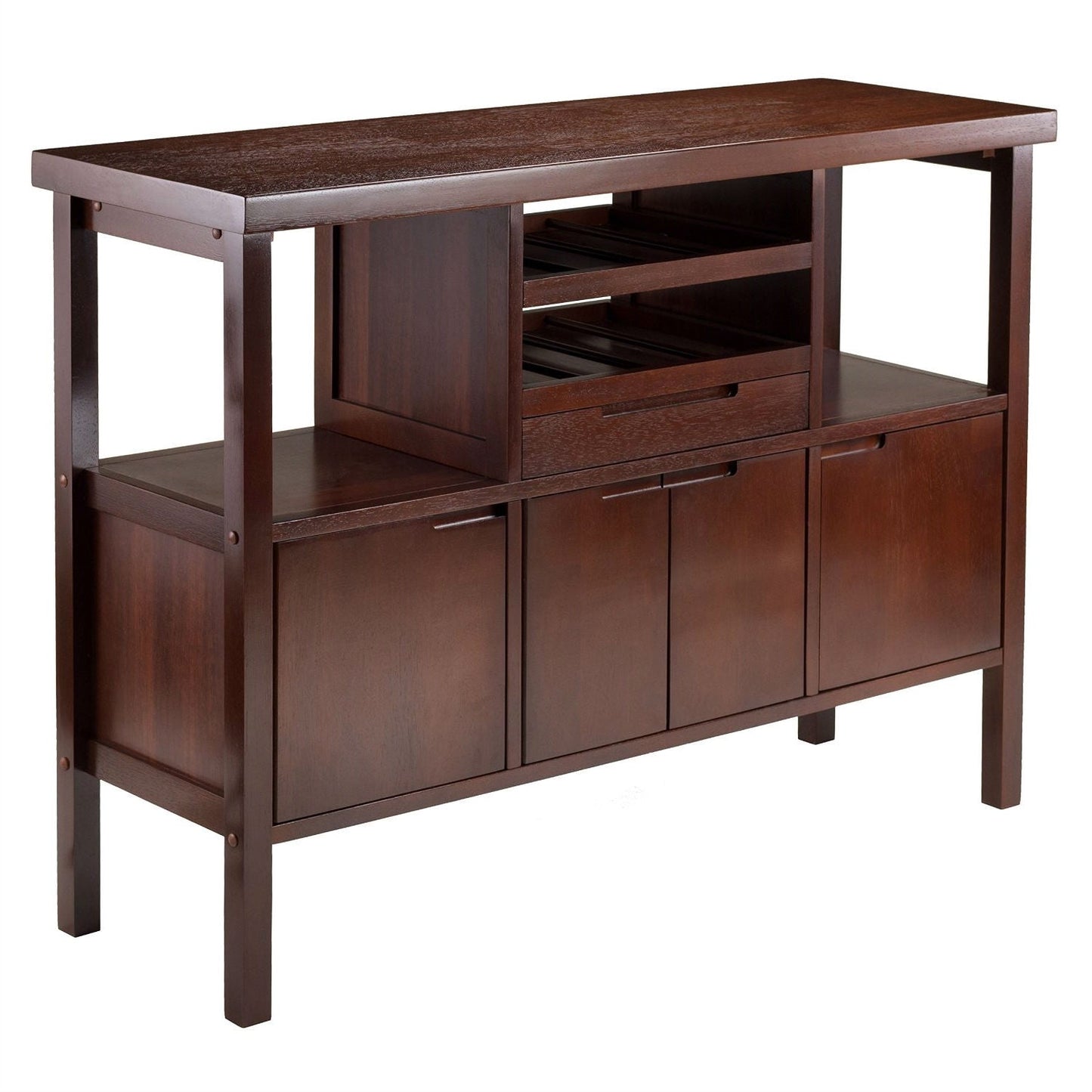 Sideboard Buffet Table Wine Rack in Brown Wood Finish LuxuryLifeWay Online Store