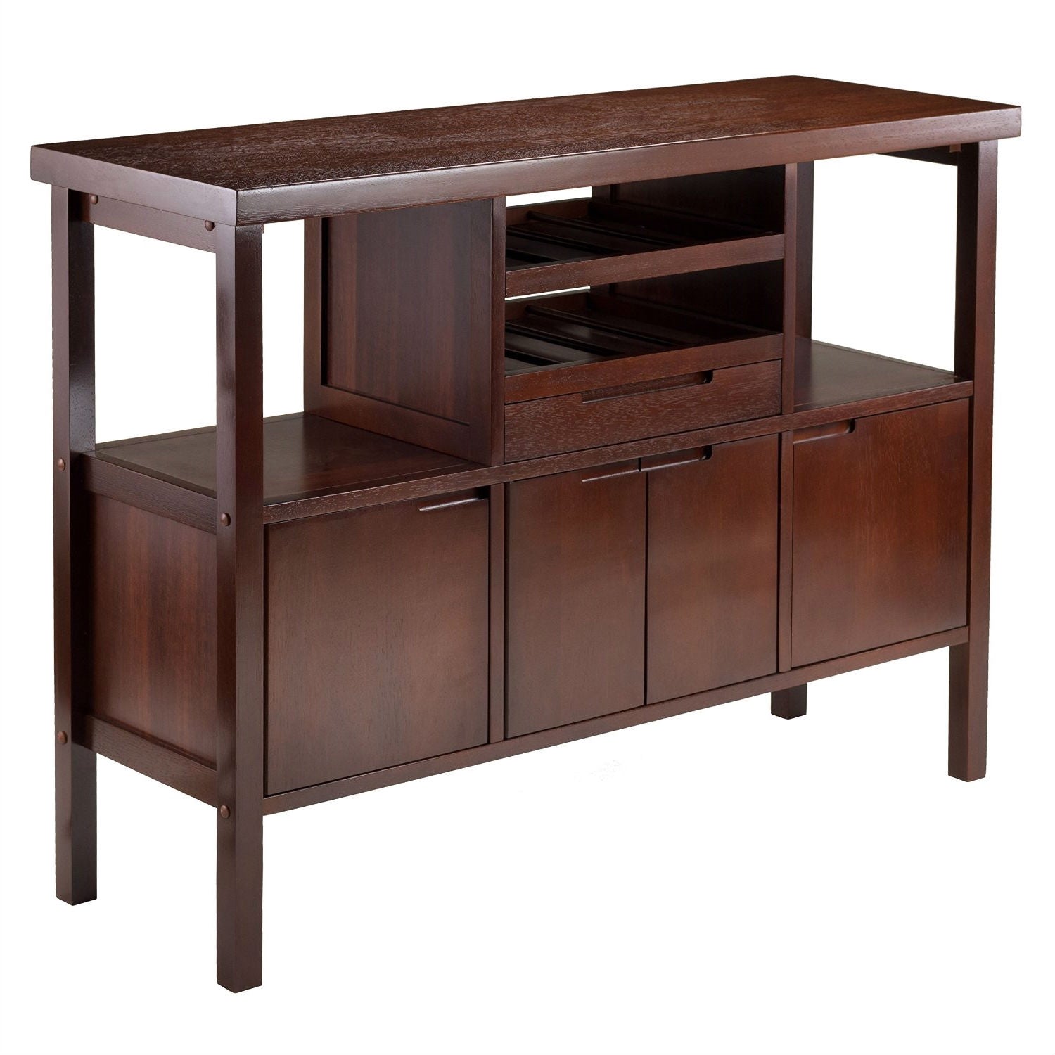 Sideboard Buffet Table Wine Rack in Brown Wood Finish LuxuryLifeWay Online Store