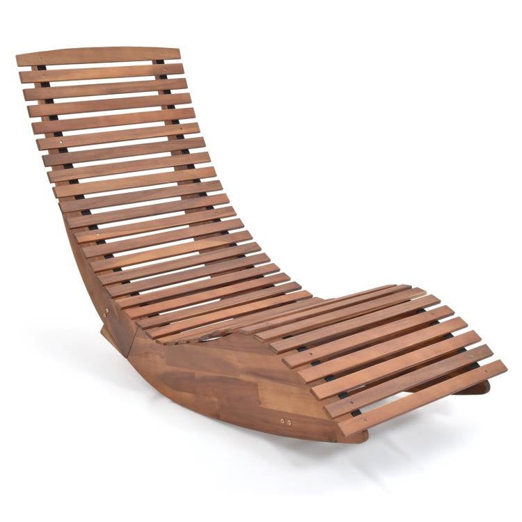 Outdoor Ergonomic Patio Wooden Rocking Chair Lounger - 360 lbs Max Weight LuxuryLifeWay Online Store