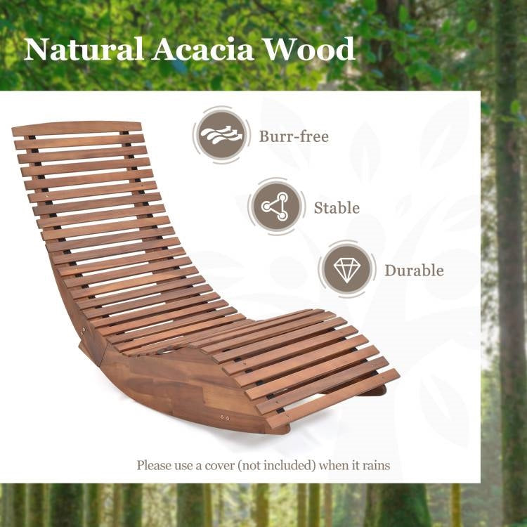 Outdoor Ergonomic Patio Wooden Rocking Chair Lounger - 360 lbs Max Weight LuxuryLifeWay Online Store