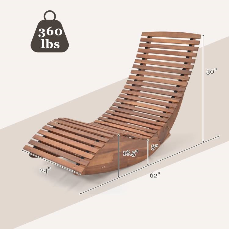 Outdoor Ergonomic Patio Wooden Rocking Chair Lounger - 360 lbs Max Weight LuxuryLifeWay Online Store