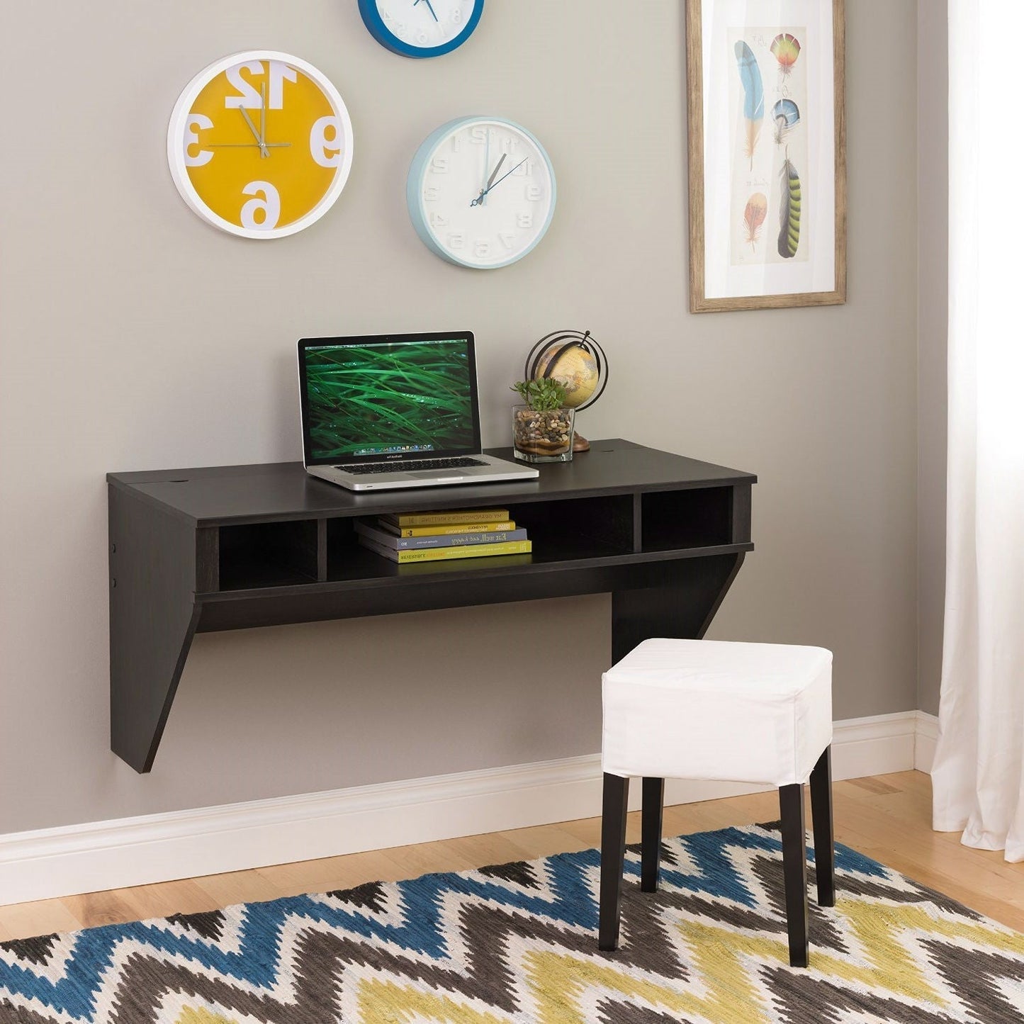 Contemporary Space Saver Floating Style Laptop Desk in Ebony LuxuryLifeWay Online Store