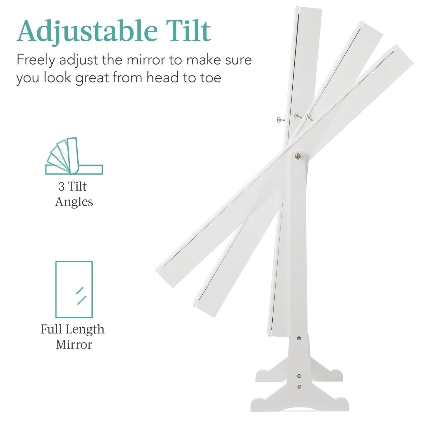 2-in-1 White Freestanding Mirror / Jewelry Organizer Armoire Cabinet LuxuryLifeWay Online Store