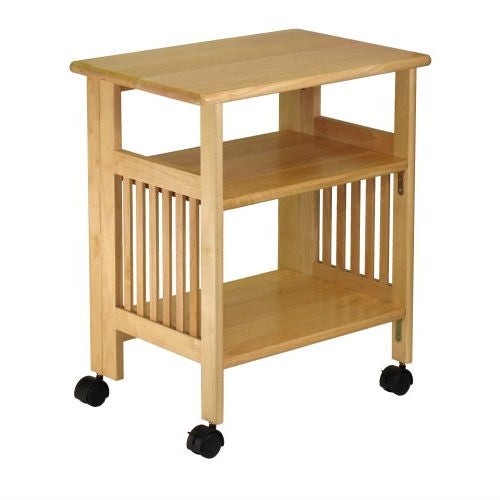 3-Shelf Folding Wood Printer Stand Cart in Natural with Lockable Casters LuxuryLifeWay Online Store