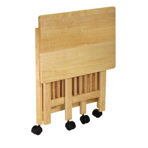 3-Shelf Folding Wood Printer Stand Cart in Natural with Lockable Casters LuxuryLifeWay Online Store