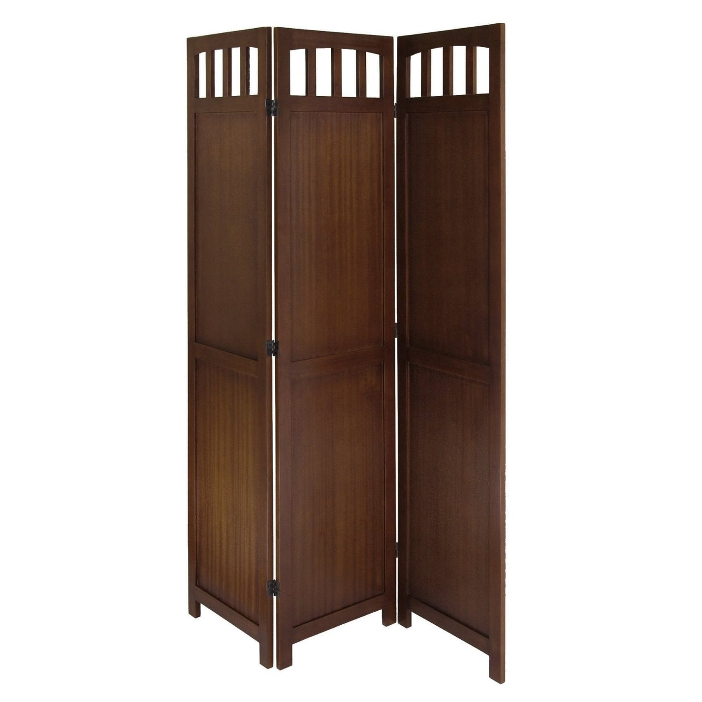 3-Panel Wooden Folding Room Divider Screen in Walnut Finish LuxuryLifeWay Online Store
