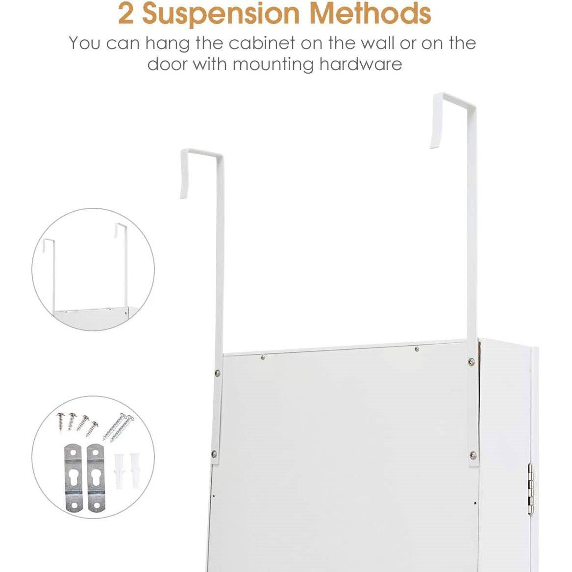 2-in-1 Wall or Door Mounted Jewelry Organizer Full Length Mirror in White LuxuryLifeWay Online Store