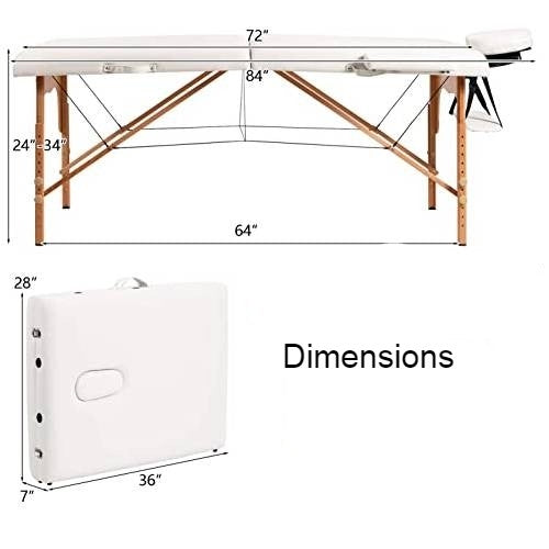 White Adjustable Portable Massage Folding Table LuxuryLifeWay Online Store