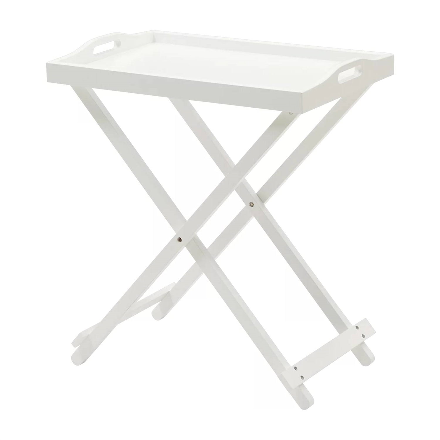 Folding TV Tray Bedside Table in White Wood Finish LuxuryLifeWay Online Store