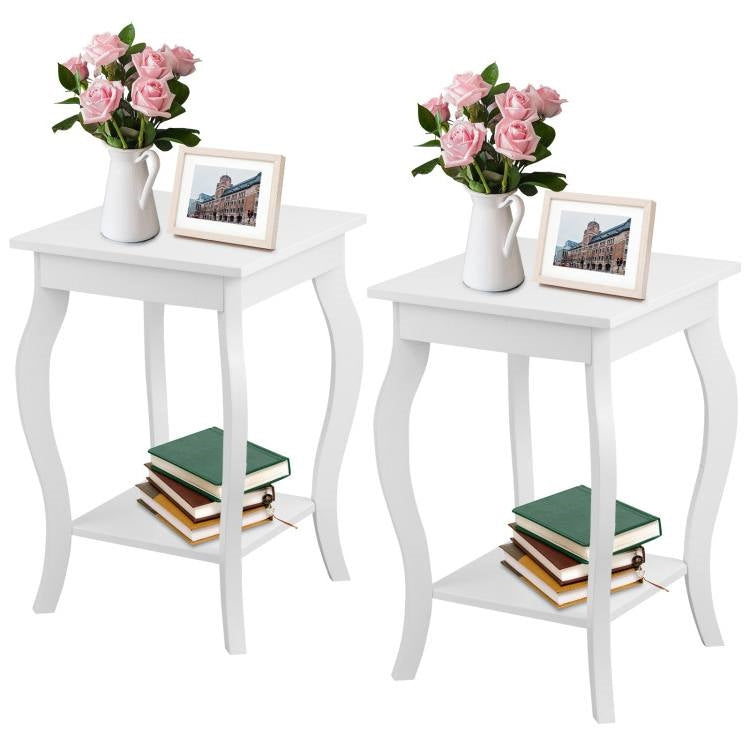 Stylish Nightstand End Table in White Wood Finish - Set of 2 LuxuryLifeWay Online Store