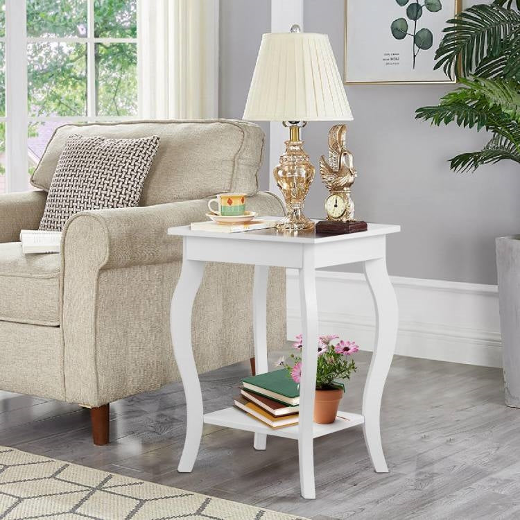 Stylish Nightstand End Table in White Wood Finish - Set of 2 LuxuryLifeWay Online Store