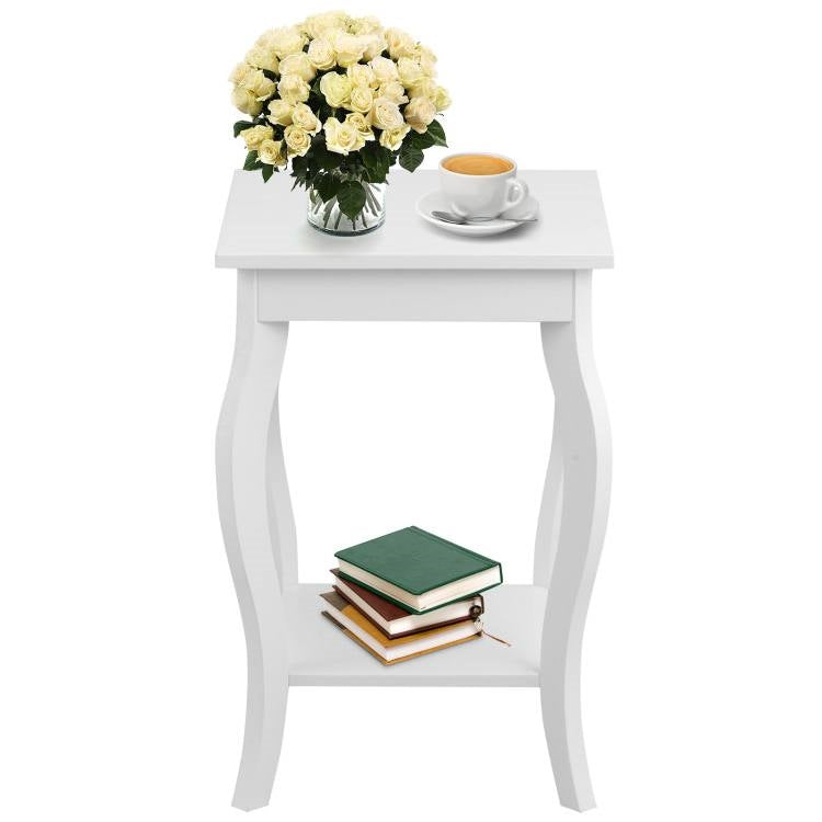 Stylish Nightstand End Table in White Wood Finish - Set of 2 LuxuryLifeWay Online Store