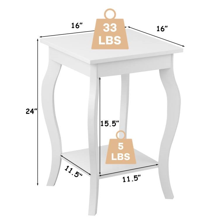Stylish Nightstand End Table in White Wood Finish - Set of 2 LuxuryLifeWay Online Store
