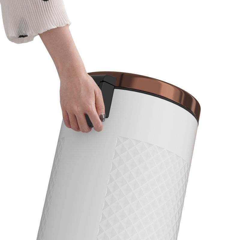 Hands Free White/Gold Metal Step On Trash Can - 8 Gallons LuxuryLifeWay Online Store