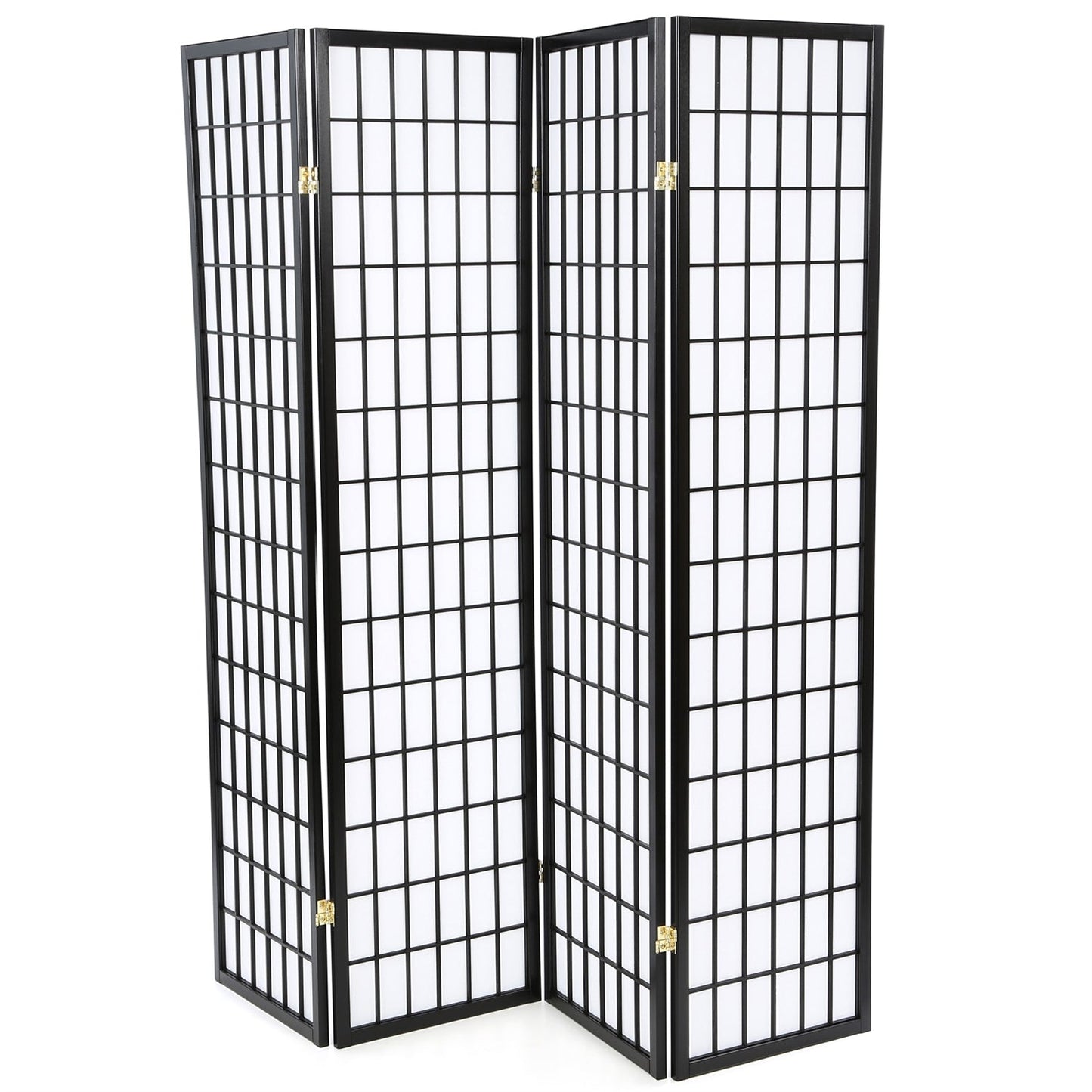 Black 4-Panel Asian Style Shoji Room Divider Screen LuxuryLifeWay Online Store
