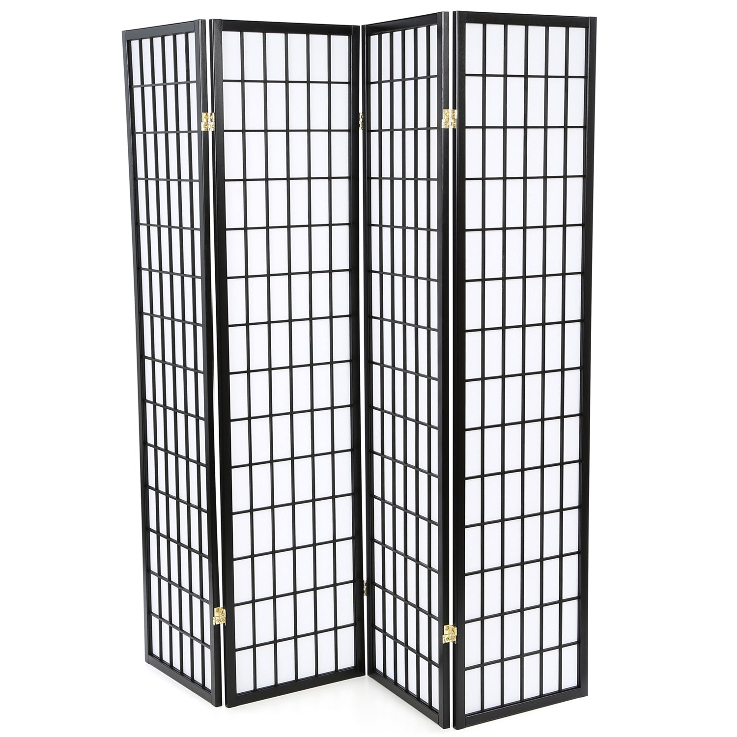 Black 4-Panel Asian Style Shoji Room Divider Screen LuxuryLifeWay Online Store