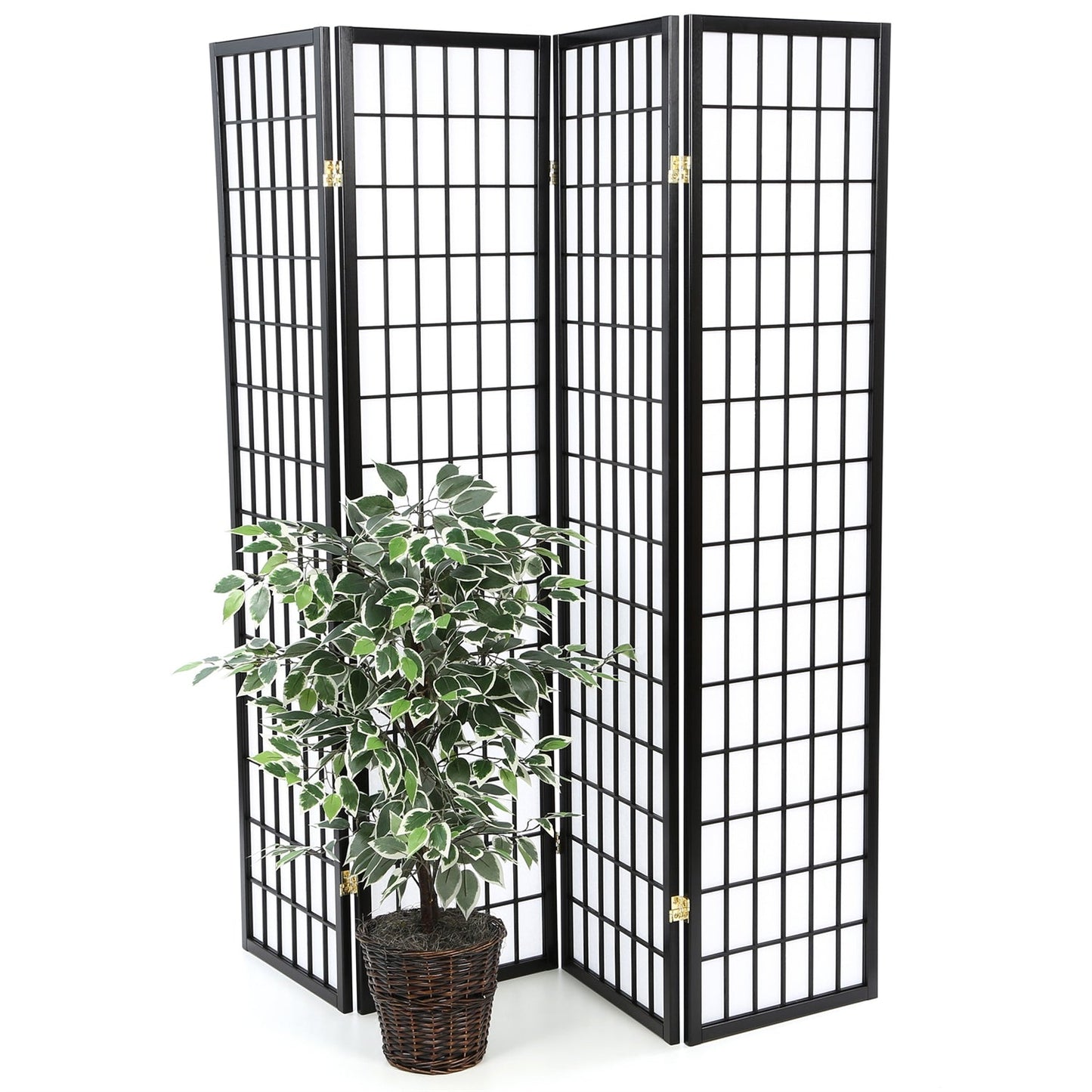 Black 4-Panel Asian Style Shoji Room Divider Screen LuxuryLifeWay Online Store