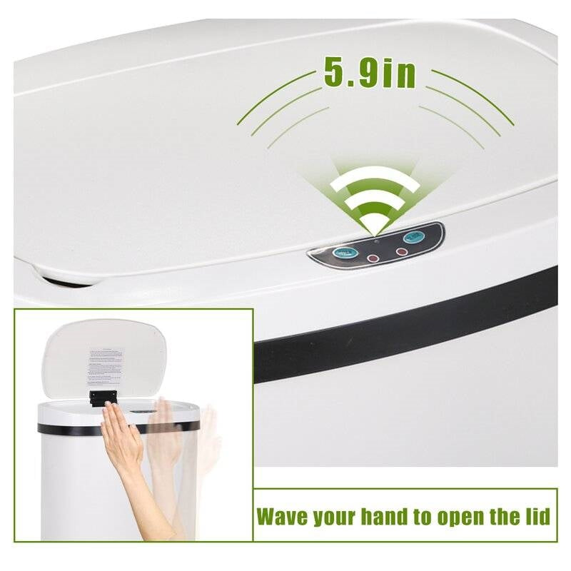 13 gL Stainless Steel Motion Sensor Trash Can White LuxuryLifeWay Online Store