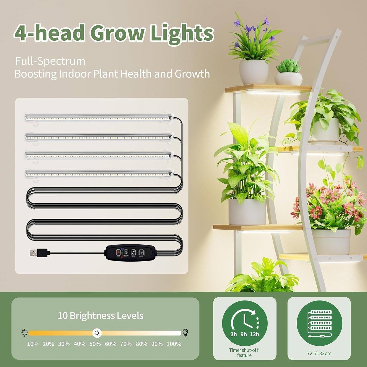 63-inch Tall Indoor Plant Stand with White Metal Frame and Wood Finish Shelves LuxuryLifeWay Online Store