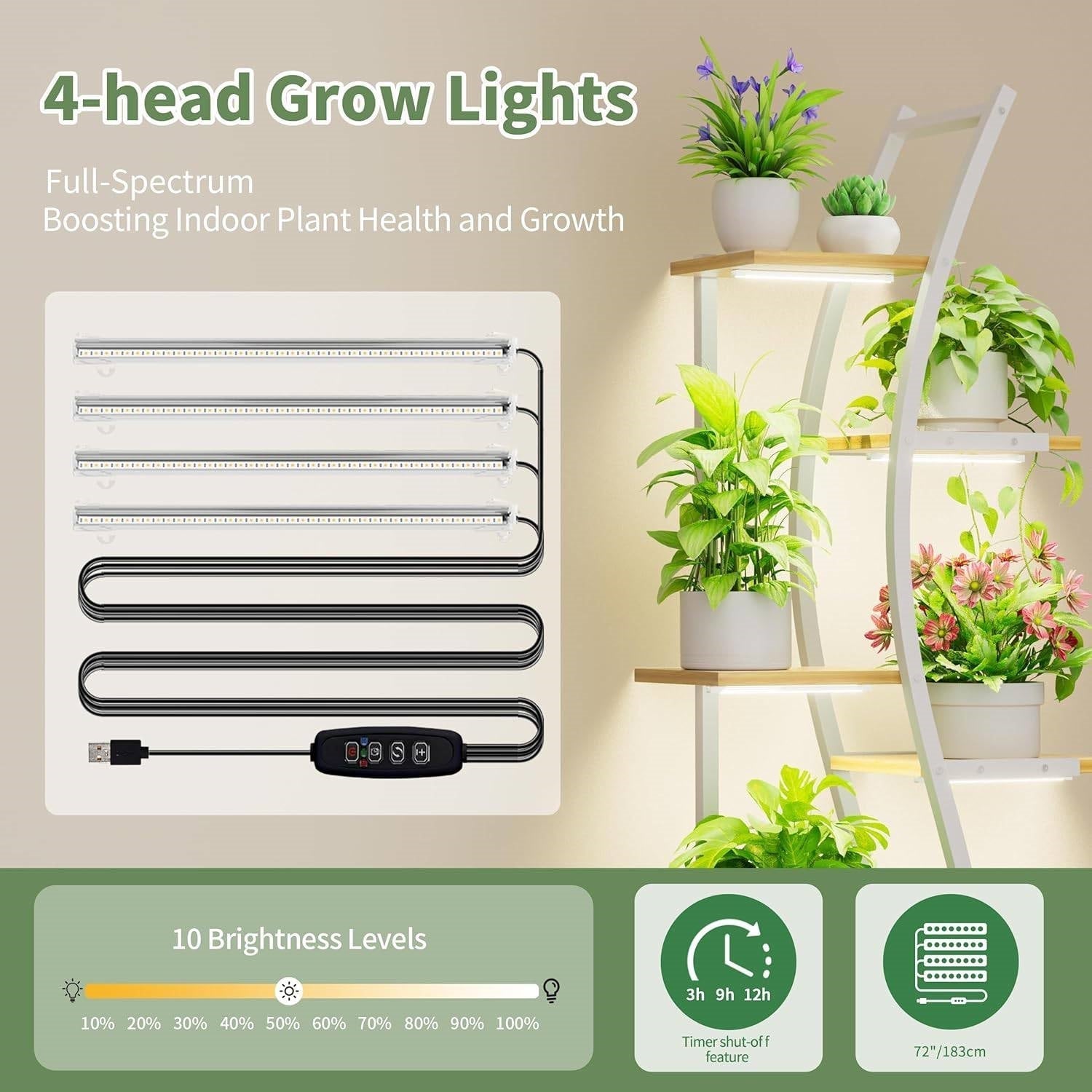 63-inch Tall Indoor Plant Stand with White Metal Frame and Wood Finish Shelves LuxuryLifeWay Online Store