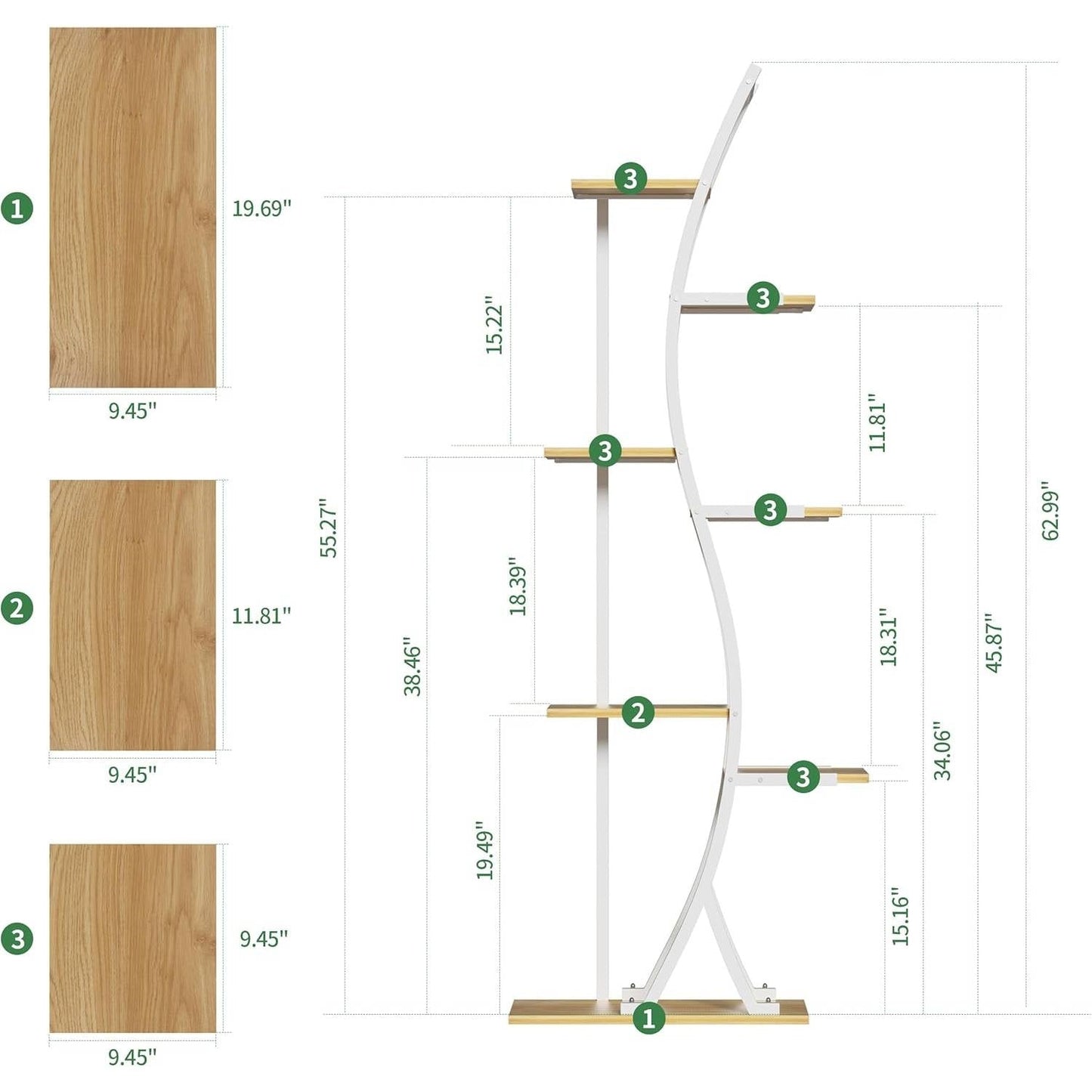 63-inch Tall Indoor Plant Stand with White Metal Frame and Wood Finish Shelves LuxuryLifeWay Online Store