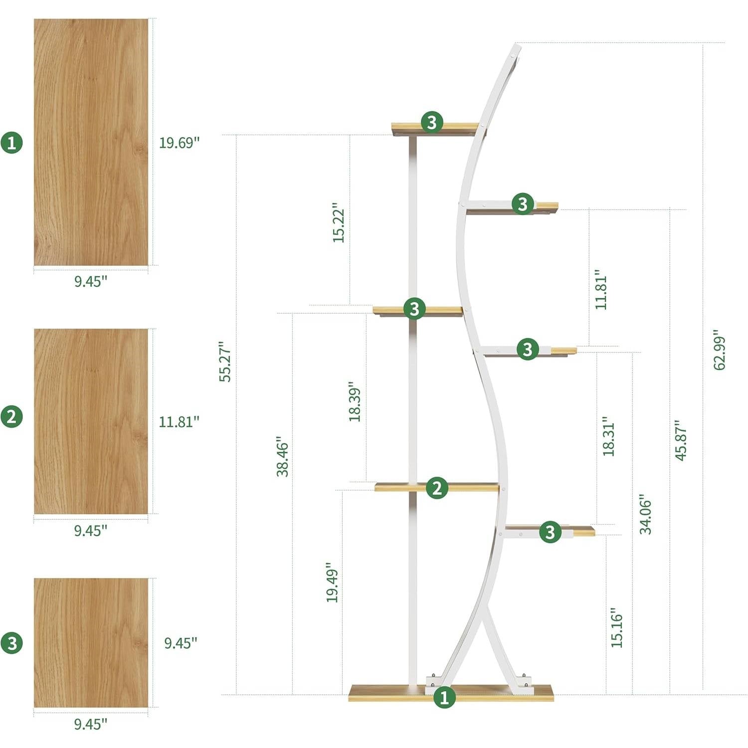 63-inch Tall Indoor Plant Stand with White Metal Frame and Wood Finish Shelves LuxuryLifeWay Online Store