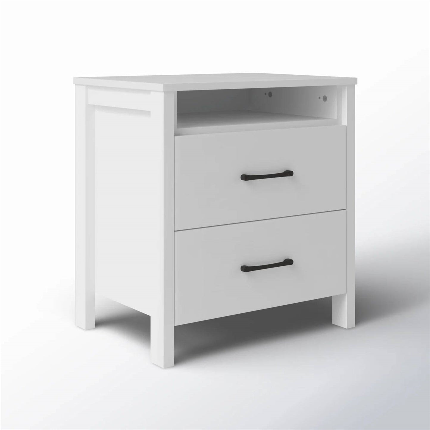 Modern 2-Drawer Bedside Table Nightstand in White Wood Finish LuxuryLifeWay Online Store