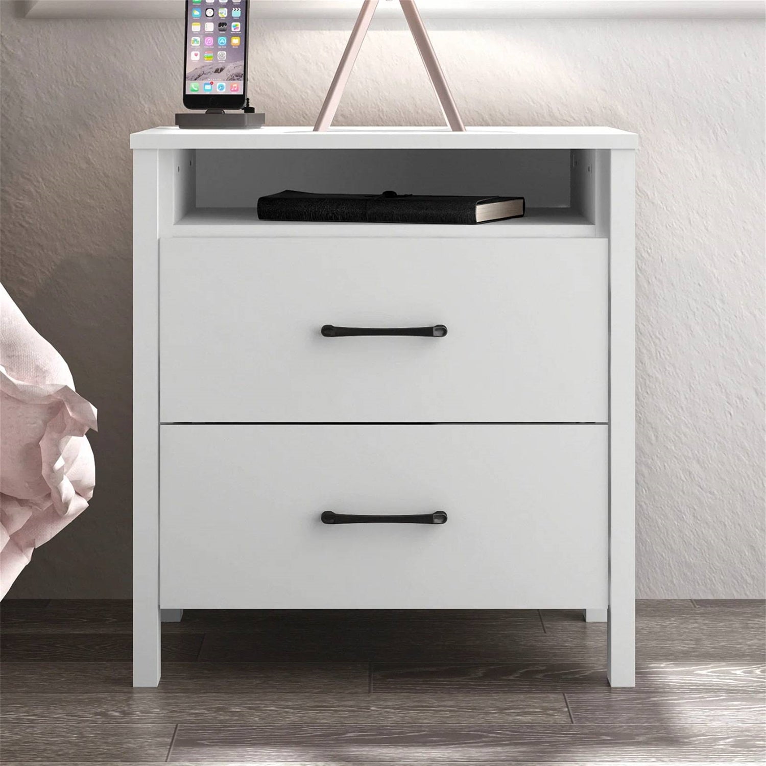 Modern 2-Drawer Bedside Table Nightstand in White Wood Finish LuxuryLifeWay Online Store