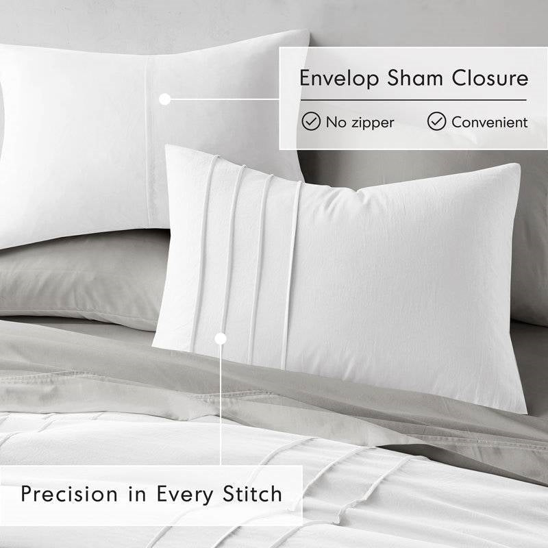 King Size Microfiber Pleated Soft Washed Comforter Set White LuxuryLifeWay Online Store