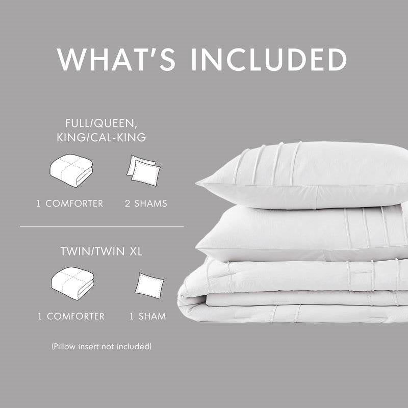 King Size Microfiber Pleated Soft Washed Comforter Set White LuxuryLifeWay Online Store