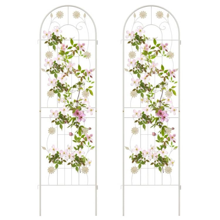 Set of 2- 6-ft Galvanized Steel Outdoor Garden Trellis in White Metal Finish LuxuryLifeWay Online Store