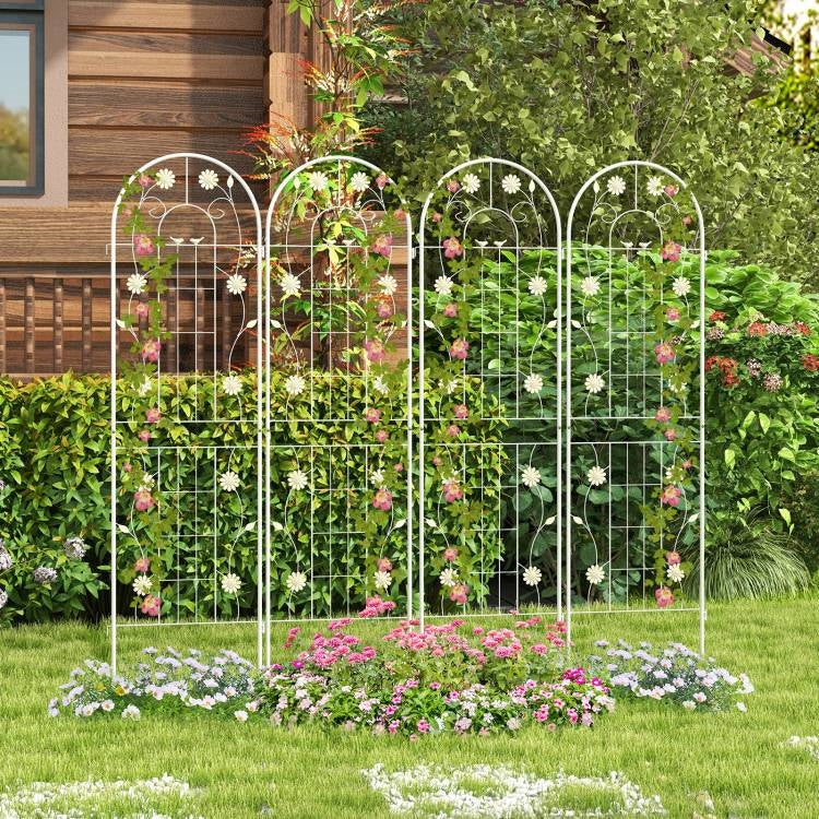 Set of 2- 6-ft Galvanized Steel Outdoor Garden Trellis in White Metal Finish LuxuryLifeWay Online Store