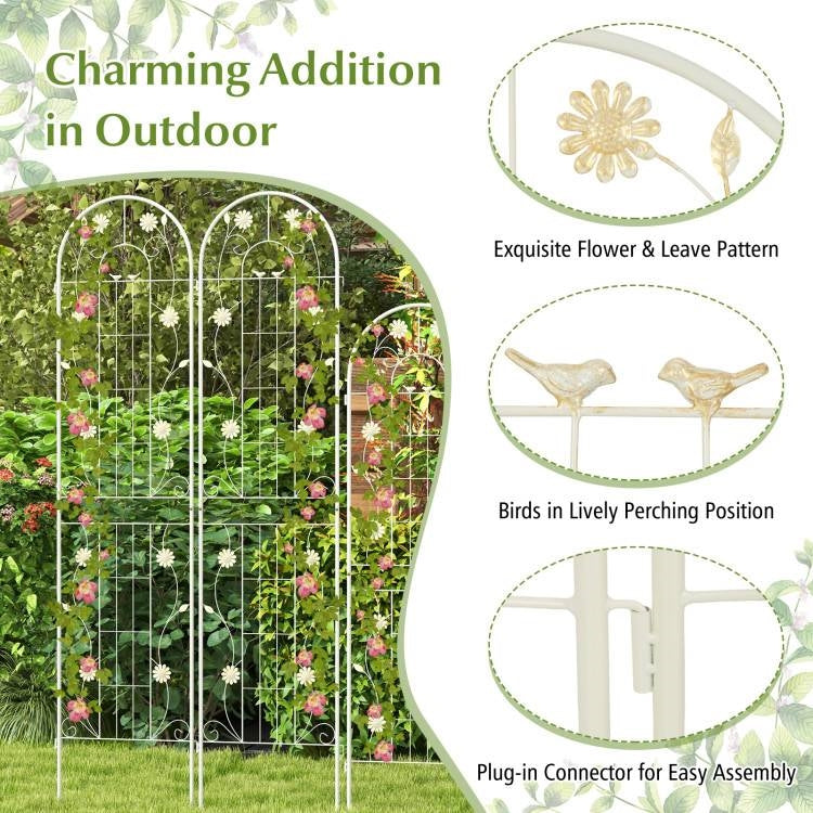 2 Pack - 7-ft Galvanized Steel Garden Trellis in White Metal Outdoor Finish LuxuryLifeWay Online Store